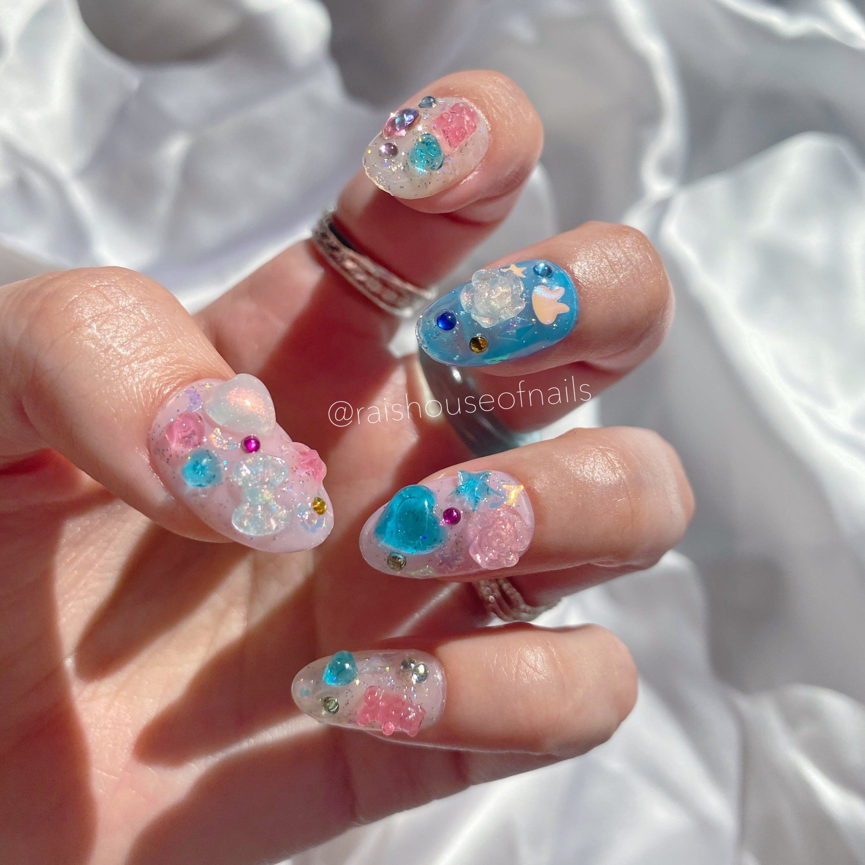 3D Nail Art That Shines with Crystal Magic
