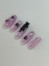 3d Hanging Black Kitty Halloween Press on Nails