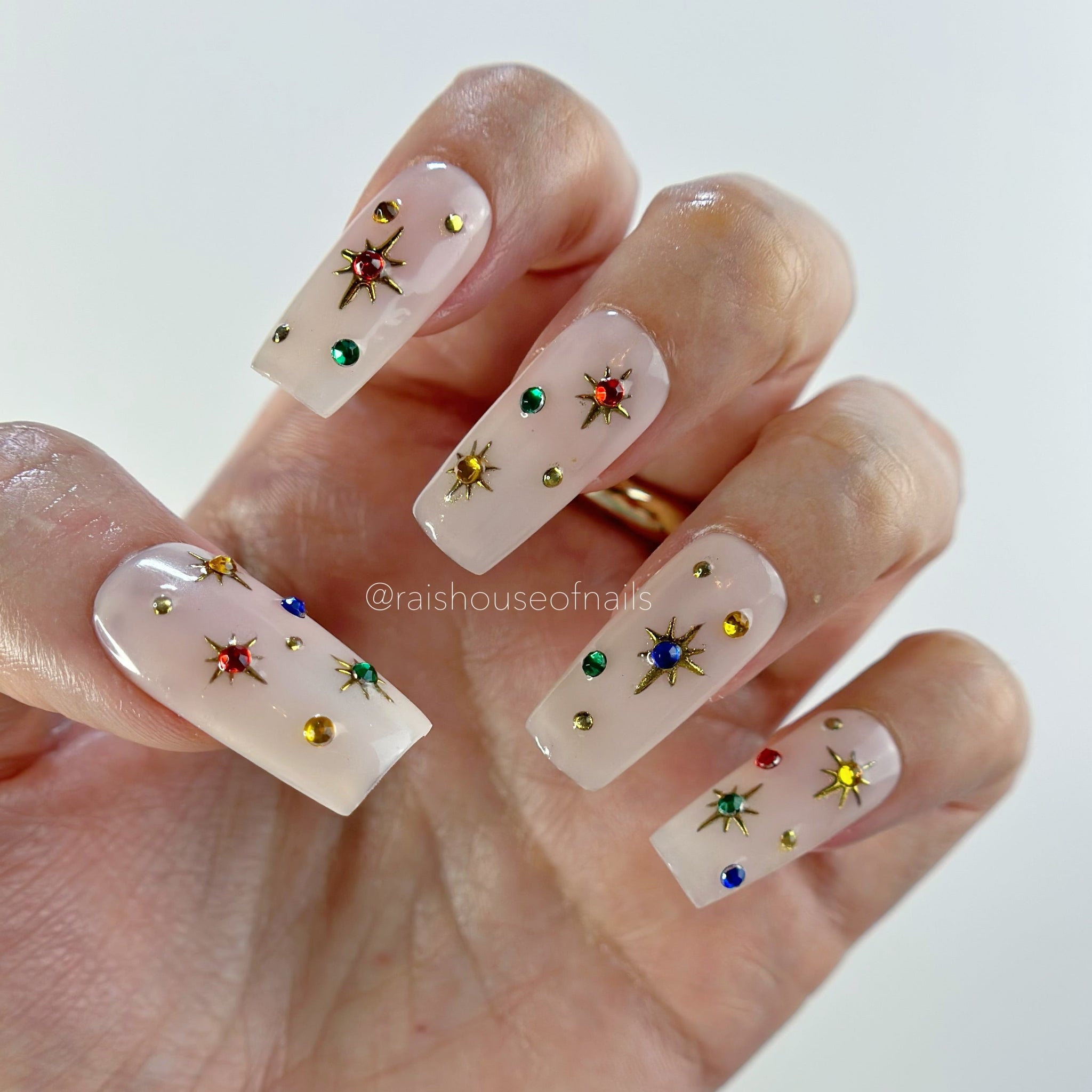 Gold Stars with Rhinestones Press on Nails – Rai's House of Nails