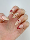 Red Heart With Gold Press on Nails