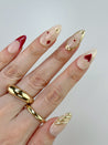 Red Heart With Gold Press on Nails