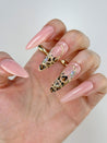 Leopard Print with Gold and Rhinestones Press on Nails