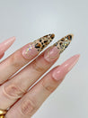 Leopard Print with Gold and Rhinestones Press on Nails