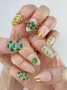 Gold and Green Fall Press on Nails