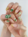 Gold and Green Fall Press on Nails