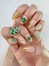 Gold and Green Fall Press on Nails