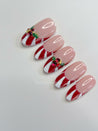 Glitter Candy Cane French Tips Press on Nails
