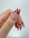 Glitter Candy Cane French Tips Press on Nails