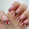 Glitter Candy Cane French Tips Press on Nails