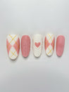 Pink Heart Sweater Press on Nails