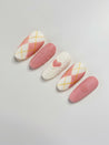 Pink Heart Sweater Press on Nails