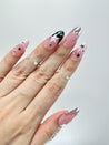 Silver Pink Black Stars Press on Nails