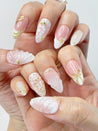 Gold and White Press on Nails