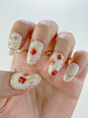 Roses with Gold Press on Nails