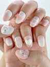 Pink and White Matte Bears Press on Nails