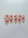 Red Hearts and Rhinestones Press on Nails