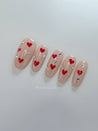 Red Hearts and Rhinestones Press on Nails