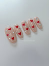 Red Hearts and Rhinestones Press on Nails