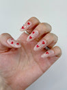 Red Hearts and Rhinestones Press on Nails