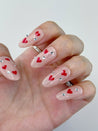 Red Hearts and Rhinestones Press on Nails