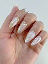 White and Gold Seashell Press on Nails