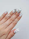Lace, Roses and Silver Bows Press on Nails