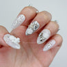 Lace, Roses and Silver Bows Press on Nails