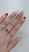 Red Heart With Gold Press on Nails