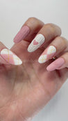 Pink Heart Sweater Press on Nails