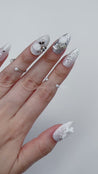 Lace, Roses and Silver Bows Press on Nails