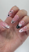 Silver Pink Black Stars Press on Nails