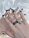 Black and White Bunnies and Charms Press on Nails