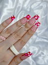 French Pink Hearts Hearts Press on Nails