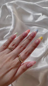 Colorful French with Flowers Press on Nails
